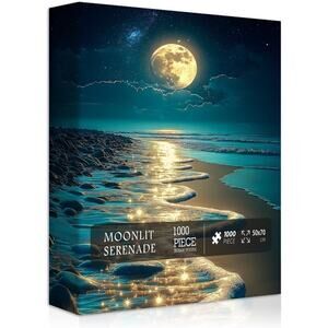 Beach Jigsaw Puzzle 1000 Pieces, Ocean Moonlit Serenade Adult 50 x 70 New sealed